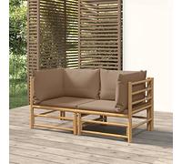 ShGaxin 2 pezzi di bambù ad angolo divano con cuscini set di mobili da giardino set divano divano divano giardino mobili da giardino mobili da giardino grigio taupe
