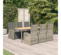 ShGaxin 3157595 - Set da pranzo da giardino con cuscino, colore: grigio, in rattan sintetico, con sedie, set di mobili da giardino, set di mobili da giardino, mobili da giardino, mobili da terrazza