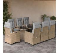 ShGaxin 3212929 - Set da pranzo da giardino con cuscino, misto rattan, tavolo da pranzo con sedie, set di mobili da giardino, balcone, mobili da giardino, set di mobili da terrazza, mobili da balcone