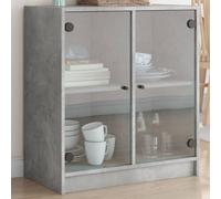 ShGaxin Armadio ausiliario Porte in vetro grigio cemento 68x37x75,5 cm, credenze per soggiorno, credenza ingresso ingresso, armadio soggiorno, vetrine per soggiorno, mobili ausiliari - 836423