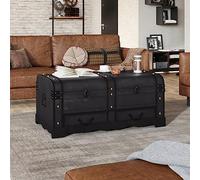 ShGaxin Baule del Tesoro in Legno Grande Nero,Mobili,Armadietti e portaoggetti,Bauli e cassapanche-60797