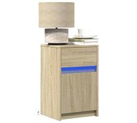 ShGaxin Comodino con luci a LED in legno di ingegneria rovere Sonoma, comodini camera da letto, comodino, mobili ausiliari, mobili camera da letto, mobili camera da letto, mobili da letto - 852002