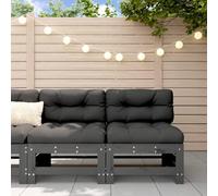 ShGaxin Divani centrali con cuscini 2 pezzi Legno massello di pino grigio, divano giardino esterno, divano giardino terrazza, divani in terrazza, mobili da giardino esterno - SPU:825690