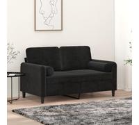 ShGaxin Divano a 2 posti con cuscini in velluto nero 120 cm, divano da soggiorno, divano relax - 3200876