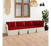 ShGaxin Divano a pallet da giardino 4 posti con cuscini, divani da giardino esterni, mobili da terrazza all'aperto, divani in terrazza, mobili in terrazza, divano esterno, legno di abete