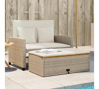 ShGaxin Divano da giardino con cuscini 2 posti rattan e legno di acacia beige, divani per patio, divano esterno giardino, divano terrazza, mobili da giardino esterno - 365143