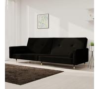 ShGaxin Divano letto a 2 posti con due cuscini in velluto nero, divani da soggiorno, divano relax - 375752