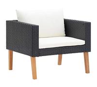 ShGaxin Divano singolo da giardino con cuscini, divani da giardino esterni, divani in terrazza, mobili da terrazza all'aperto, divano e poltrone da giardino, rattan sintetico nero