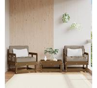 ShGaxin Garden Chair 825446 - Sedie da giardino con cuscino, 2 pezzi, in legno massello di pino, con schienale alto, sedie da campeggio, schienale resistente alle intemperie, colore: marrone miele