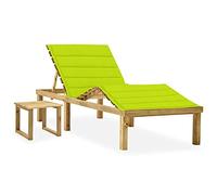ShGaxin Lettino da giardino con Tavolo e Cuscino in Legno di Pino impregnato, Sdraio Giardino Esterno, Sdraio Piscina, Sun Lounger, Sdraio Da Giardino, Letto Giardino Esterno, Lettino Spiaggia 3065875