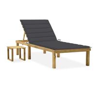 ShGaxin Lettino da giardino con Tavolo e Cuscino in Legno di Pino impregnato, Sdraio Giardino Esterno, Sdraio Piscina, Sun Lounger, Sdraio Da Giardino, Letto Giardino Esterno, Lettino Spiaggia 3065834