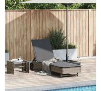 ShGaxin Lettino Prendisole con Ruote e Cuscino in Polyrattan Grigio,Lettino Prendisole,Sdraio da Spiaggia,Lettino da Sole,Lettino da Giardino-4104035