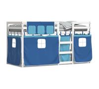 ShGaxin Letto a castello con tende in legno massello di pino blu, 90 x 190 cm, base letto, struttura letto, telaio del letto, letto per giovani, letto per la camera da letto, rete - 3283941