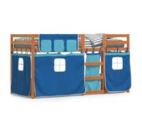 ShGaxin Letto a castello con tende in legno massello di pino blu, 90 x 200 cm, base letto, struttura letto, telaio del letto, letto per bambini, letto per la camera da letto, rete - 3283947