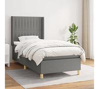 ShGaxin Letto Box Spring con materasso, base letto, telaio del letto, camera dei giovani, letto, letto, letto, letto per giovani, struttura letto, tessuto grigio scuro 100 x 200 cm
