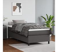ShGaxin Letto Box Spring con materasso, Doghe, basi letto, struttura letto, letti per bambini, letto mobile, letto telaio, telaio del letto, pelle sintetica grigio 80x200 cm