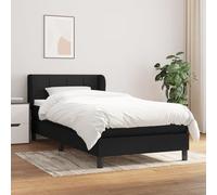 ShGaxin Letto Box Spring con materasso, Doghe, Bed Frame, Struttura Letto, Telaio del letto, Letto per giovani, Camere Giovanili, Tessuto Nero 90x200 cm
