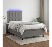 ShGaxin Letto Box Spring con materasso e LED, Doghe, Basi letto, Mobili, Letto per giovani, Bed Frame, Telaio per letto, Camere Giovanili Letto, Tessuto Grigio Scuro 120x200 cm