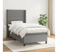 ShGaxin Letto Box Spring con materasso in tessuto grigio scuro 80 x 200 cm, base letto, struttura letto, telaio letto, letto matrimoniale, letto camera da letto, rete SPU:3131466