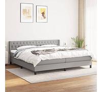 ShGaxin Letto Box Spring con materasso, telaio del letto, base del letto, camera dei giovani, letto, letto, letto, letto matrimoniale, letto per bambini, tessuto grigio chiaro 200 x 200 cm