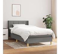 ShGaxin Letto Box Spring con materasso, telaio del letto, base del letto, camera letto, letto, letto, letto, letto, tessuto grigio scuro 90 x 200 cm