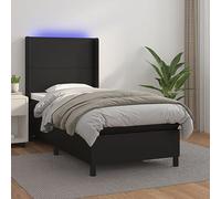 ShGaxin Letto Box Spring e materasso a LED, Doghe, basi letto, struttura letto, letti per bambini, letto mobile, letto telaio, telaio del letto, pelle sintetica nera 80 x 200 cm