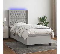 ShGaxin Letto Box Spring materasso e lucestella grigio chiaro 90 x 190 cm, base letto, struttura letto, telaio letto, letto per bambini, letto per la camera da letto, rete 3138517