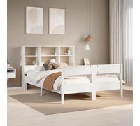 ShGaxin Letto con scaffale senza materasso in legno massello bianco 140 x 200 cm, base letto, struttura letto, telaio letto, letto telaio, letto da letto, rete a rete - 3322988