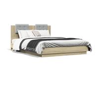 ShGaxin Letto con testiera in legno di ingegneria rovere Sonoma 140 x 200 cm, base letto, struttura letto, telaio letto, letto matrimoniale, letto per bambini, letto per la camera da letto, rete