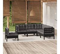 ShGaxin Mobili da giardino 5 pezzi con cuscini, mobili da giardino esterni, set giardino esterno, set da giardino, set da terrazza, set da terrazza, nero legno di pino