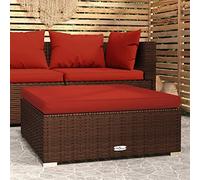 ShGaxin Poggiapiedi da giardino e cuscino, Sgabello Terrazza, Sgabello da giardino, Poggiapiedi Divano, Sgabello Poggiapiedi, Sgabelli Bassi, rattan sintetico marrone 70x70x30 cm