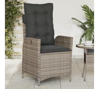 ShGaxin Poltrona reclinabile da giardino con cuscini rattan sintetico Grigio, Sedie Terrazza Esterna, Sedie Balcone, Sedie Giardino Esterno, Sedia Terrazza - 365259