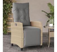 ShGaxin Poltrona reclinabile da giardino con poggiapiedi rattan PE Beige Misto, Sedie Terrazza Esterna, Sedie Esterne, Mobili da Giardino Esterno - 365237