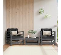 ShGaxin Poltrone da giardino con cuscini 2 pezzi in legno massello di pino grigio, sedie da terrazza all'aperto, sedie da giardino, mobili da giardino all'aperto, set da giardino, set da giardino