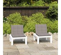 ShGaxin Poltrone da giardino con cuscini 2 pezzi in plastica bianca, Sedie Terrazza Esterna, Sedie Esterne, Mobili da Giardino Esterno, Set Giardino, Set Giardino Esterno - 3059823
