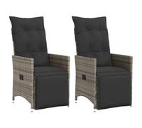 ShGaxin Poltrone reclinabili da giardino e cuscini, 2 pezzi, sedia in rattan sintetico grigio, sedie da terrazza all'aperto, sedie da balcone, sedie da giardino all'aperto, sedia da terrazza - 365668