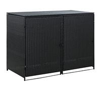 ShGaxin Rifugi per pattumiera doppia resina intrecciata nera 148 x 80 x 111 cm, armadio da giardino esterno, capannone da giardino, mobile da esterno stoccaggio373