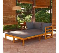 ShGaxin Sdraio con Cuscini Grigio Scuro 2 Unità Legno di Acacia, Sdraio Giardino Esterno, Sdraio Piscina, Sun Lounger, Sdraio Da Giardino, Letto Giardino Esterno, Lettino Spiaggia