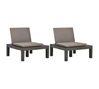 ShGaxin Sdraio da giardino con cuscini 2 pezzi in plastica grigio antracite, sedie a sdraio da giardino all'aperto, sdraio da giardino, sdraio da spiaggia