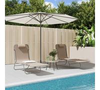 ShGaxin Sdraio Pieghevole 2 pz Acciaio e textilene Grigio Taupe, Sdraio Giardino Esterno, Sdraio Piscina, Sun Lounger, Sdraio Da Giardino, Letto Giardino Esterno, Lettino Spiaggia