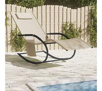 ShGaxin Sedia a dondolo, sedie da spiaggia, sdraio da giardino, amache e lettini prendisole, sedie da piscina, sedie da giardino, in acciaio e textilene color crema