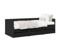 ShGaxin Sedia a sdraio con cassetti Legno di ingegneria Nero 75x190 cm, Sdraio Giardino Esterno, Sdraio Piscina, Sun Lounger, Sdraio Da Giardino, Letto Giardino Esterno, Lettino Spiaggia - 3280833
