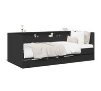 ShGaxin Sedia a sdraio con cassetti Legno di ingegneria Nero 75x190 cm, Sdraio Giardino Esterno, Sdraio Piscina, Sun Lounger, Sdraio Da Giardino, Letto Giardino Esterno, Lettino Spiaggia - 3280861