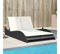 ShGaxin Sedia a sdraio con cuscini in rattan sintetico nero 114x205x73 cm, Sdraio da giardino, Sdraio da piscina, Sun Lounger, Sdraio da giardino, Sdraio da spiaggia - 368287