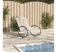 ShGaxin Sedia a sdraio con cuscino in acciaio e textilene crema,Sedie lunghe,Sedie Lunghe da giardino all'aperto,Sedie Lunghe Relax