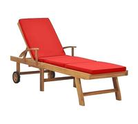 ShGaxin Sedia a sdraio con cuscino in legno massello di teak rosso, sdraio da giardino all'aperto, sdraio da piscina, sole lounger, sdraio da giardino, letto giardino esterno, lettino da spiaggia