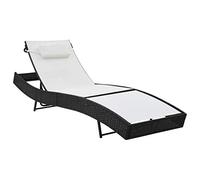 ShGaxin Sedia a sdraio con cuscino in resina intrecciata nera,Sedia a sdraiole,Sedia a sdraio da giardino all'aperto