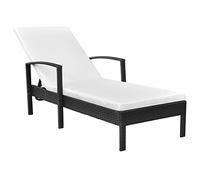 ShGaxin Sedia a sdraio con cuscino in resina intrecciata nera,Sedia a sdraiole,Sedia a sdraio da giardino all'aperto