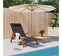 ShGaxin Sedia a sdraio con cuscino textilene Grigio e Legno massello di pioppo, Sdraio da giardino esterno, Sdraio da piscina, Sun Lounger, Sdraio da giardino, Letto da giardino esterno, Lettino da