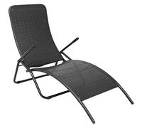 ShGaxin Sedia a sdraio pieghevole in rattan sintetico nero,Sedia a sdraio,Sedia a sdraio da giardino,Sedia a sdraio da giardino all'aperto
